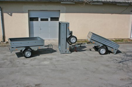 Brenderup drei Anhänger in einem, ankippbar, Deichsel klappbar